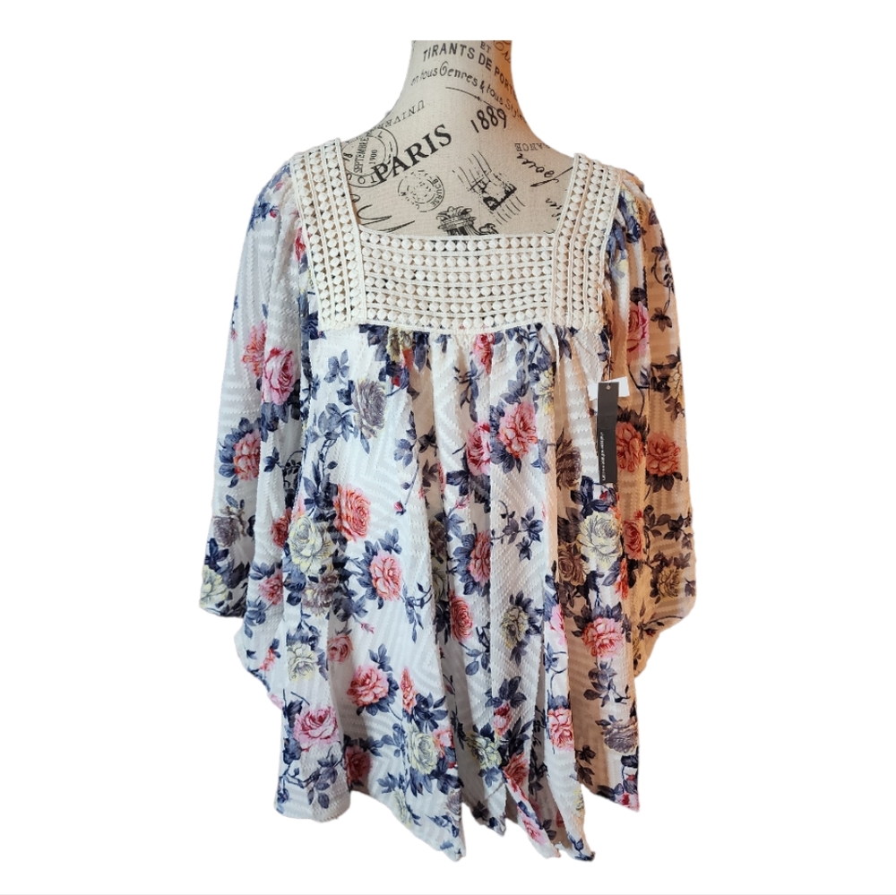NWT Chelsea & Theodore Floral Boho Blouse Size 2X-Large - Picture 1 of 3
